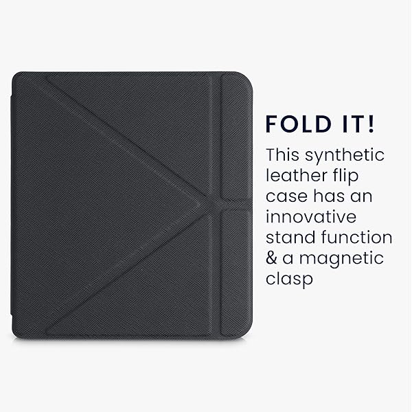 kwmobile KWMobile Origami Case for Kobo Libra 2 - Slim PU Leather Cover with Stand in Black - View 4 of 11