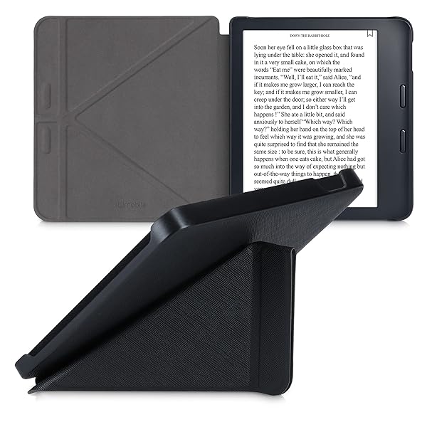 kwmobile KWMobile Origami Case for Kobo Libra 2 - Slim PU Leather Cover with Stand in Black - View 10 of 11