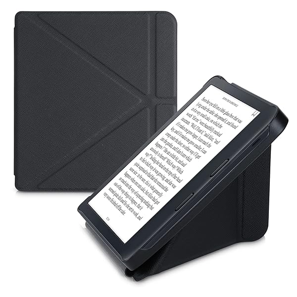 KWMobile Origami Case for Kobo Libra 2 - Slim PU Leather Cover with Stand in Black