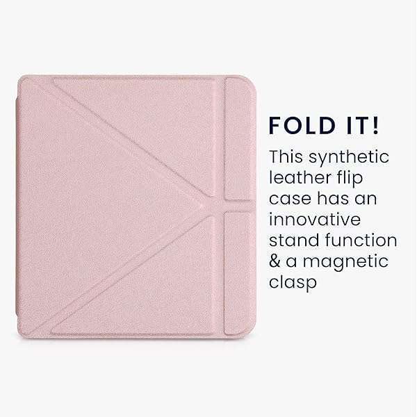 kwmobile KWMobile Origami Case for Kobo Libra 2 - Slim Rose Gold PU Leather Cover with Stand - View 4 of 11