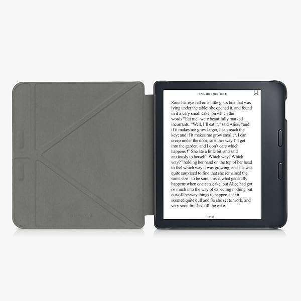 kwmobile KWMobile Origami Case for Kobo Libra 2 - Slim PU Leather Cover with Stand in Travel Black/Multicolor - View 6 of 11
