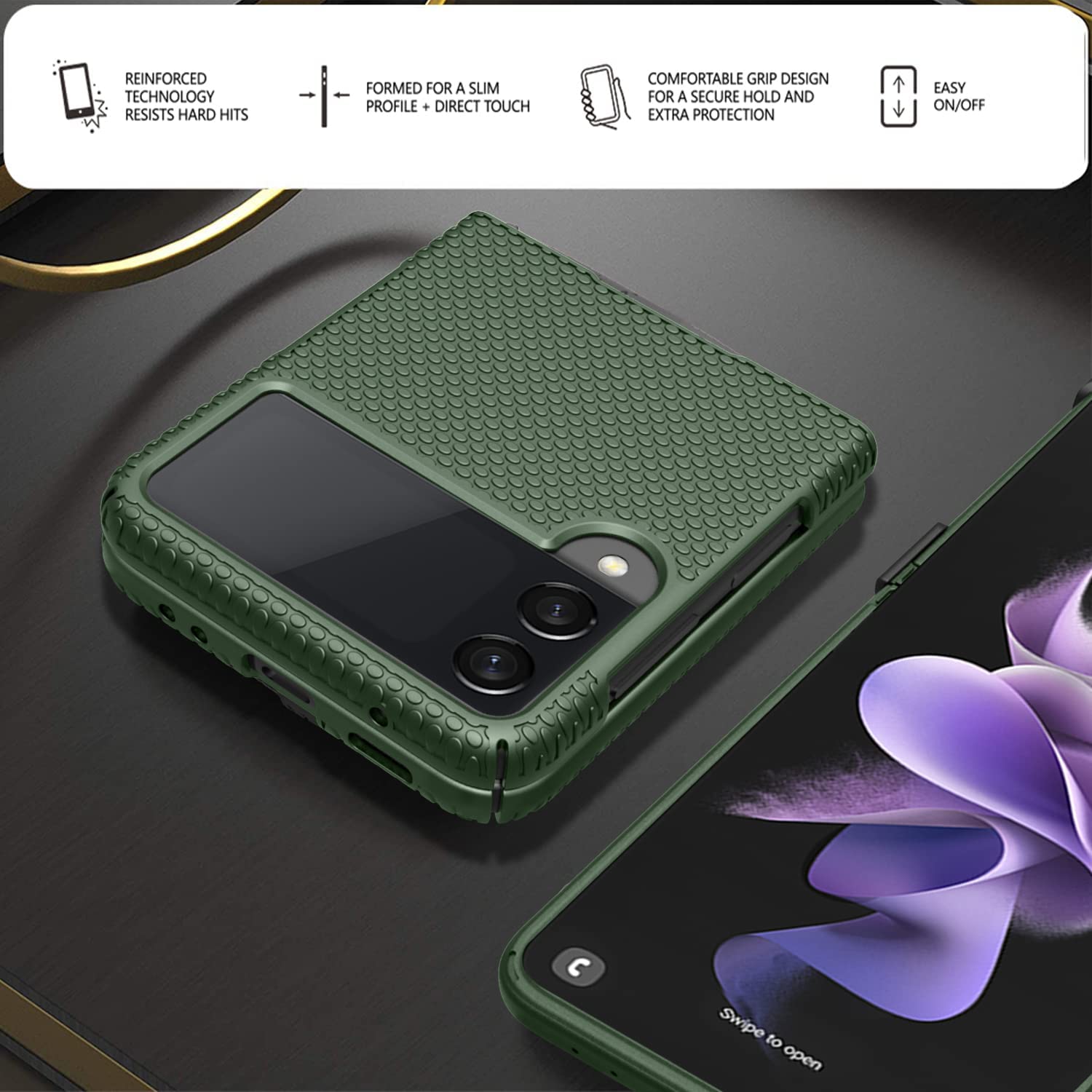 BELTRON Slim Fit Tough Case for Samsung Galaxy Z Flip 3 5G Hard Shell Cover Green 2021 Model - View 5 of 9