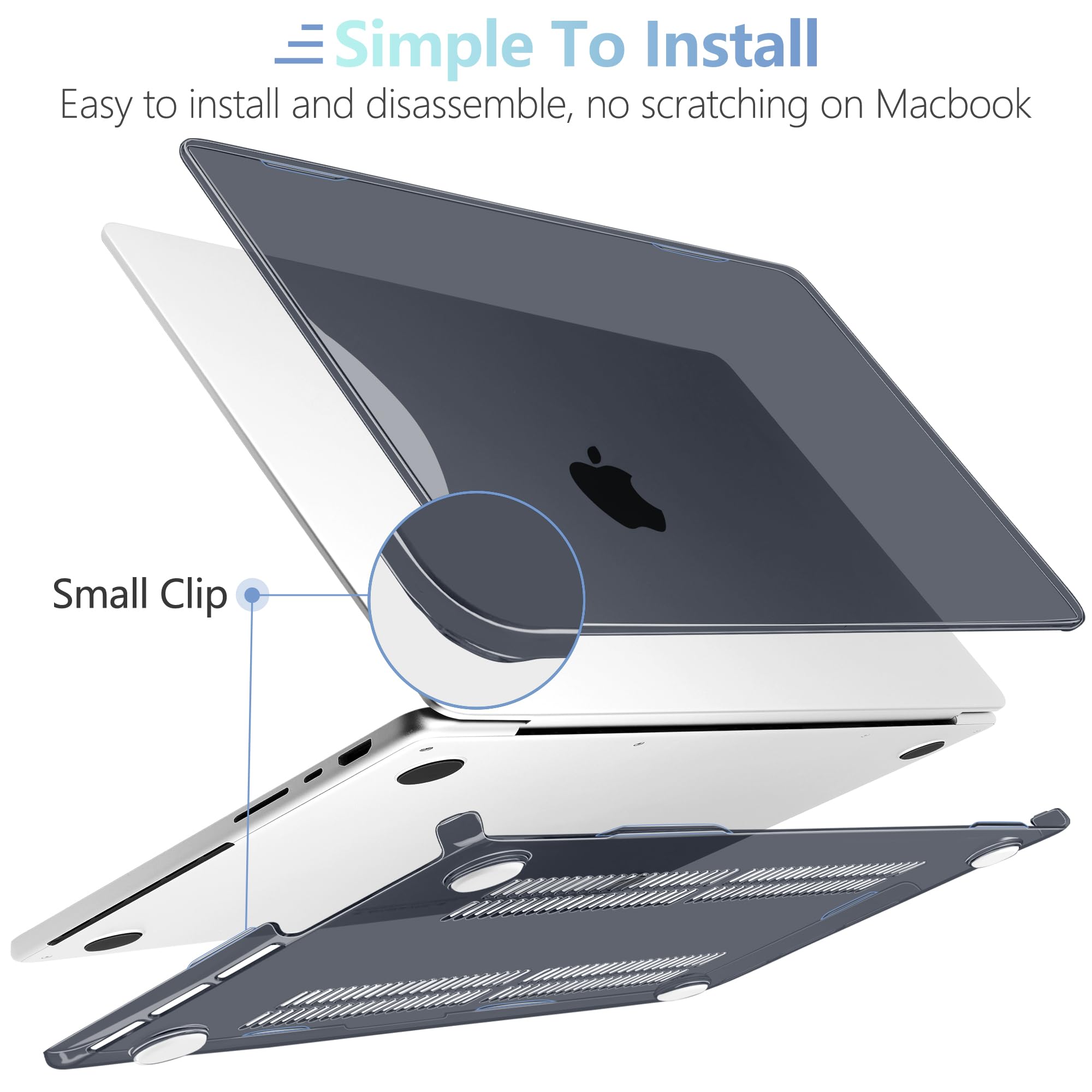 MEEgoodo MEEgoodo MacBook Pro 16 inch Case 2024 2023 2021 Hard Shell with Keyboard and Webcam Cover Crystal Black Fit Model A3403 A3186 A2991 A2780 A2485 - View 5 of 8
