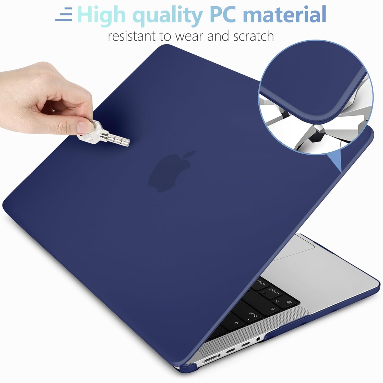 MEEgoodo MEEgoodo MacBook Pro 16 inch Case 2024 2023 2021 Hard Shell with Keyboard Webcam Cover Matte Navy Blue Fit Model A3403 A3186 A2991 A2780 A2485 - View 4 of 9