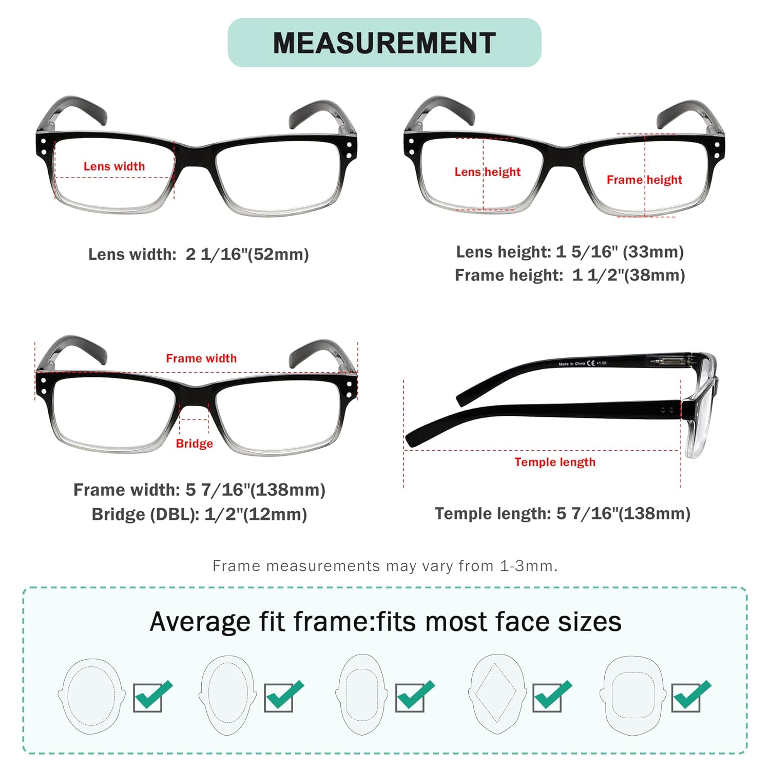 Eyekepper Must Buy Both Eye Black Right Eye +2.50 Reading Glasses Different Strength for Each Eye - View 3 of 9