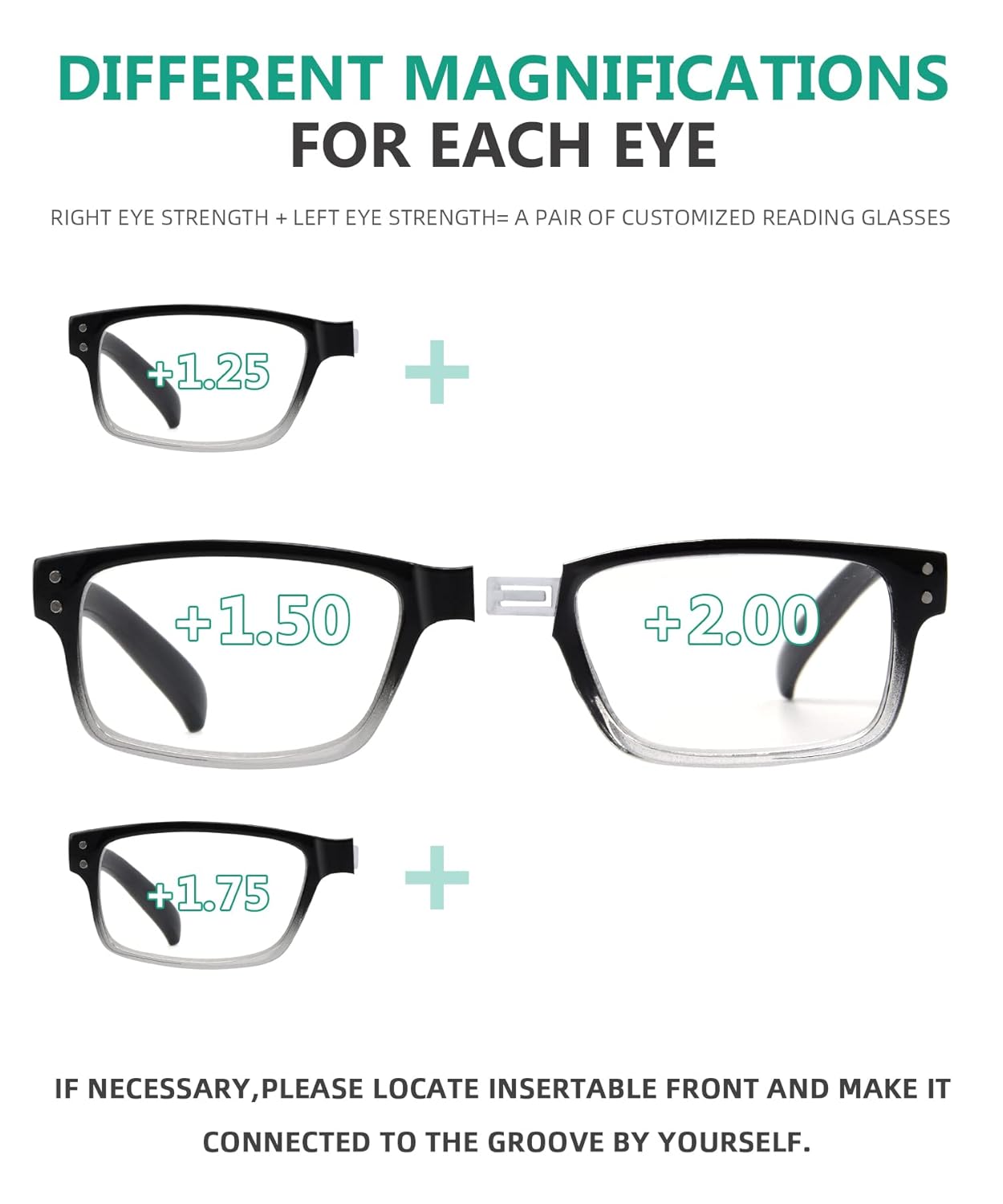 Eyekepper Must Buy Both Eye Black Right Eye +2.50 Reading Glasses Different Strength for Each Eye - View 4 of 9