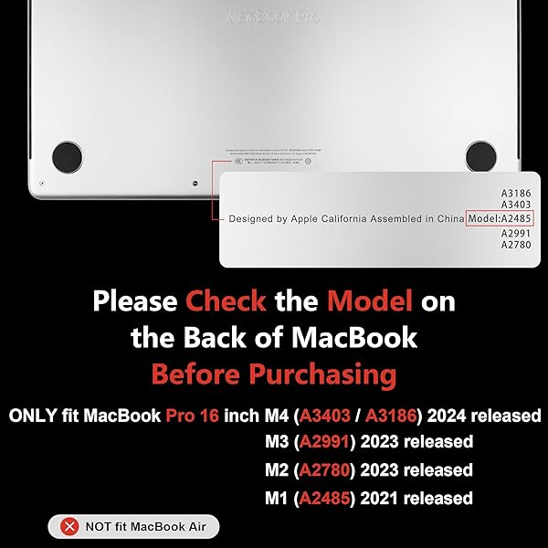 MEEgoodo MEEgoodo MacBook Pro 16 inch Case 2024 2023 2021 Hard Shell with Keyboard Webcam Cover for M3 M2 M1 Pro Max Touch ID Crystal Clear - View 4 of 11