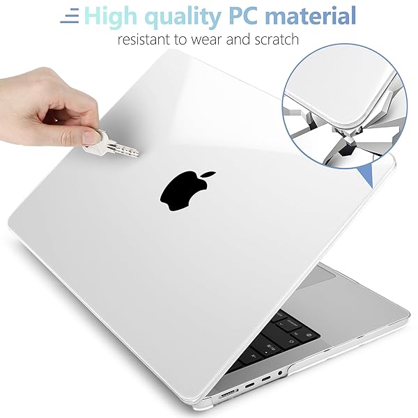MEEgoodo MEEgoodo MacBook Pro 16 inch Case 2024 2023 2021 Hard Shell with Keyboard Webcam Cover for M3 M2 M1 Pro Max Touch ID Crystal Clear - View 6 of 11