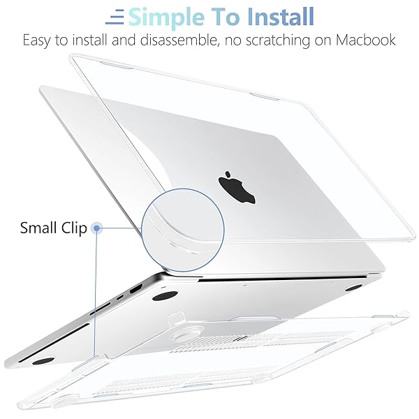 MEEgoodo MEEgoodo MacBook Pro 16 inch Case 2024 2023 2021 Hard Shell with Keyboard Webcam Cover for M3 M2 M1 Pro Max Touch ID Crystal Clear - View 7 of 11