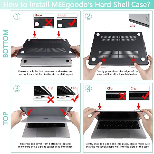 MEEgoodo MEEgoodo MacBook Pro 16 inch Case 2024 2023 2021 Hard Shell with Keyboard Webcam Cover for M3 M2 M1 Pro Max Touch ID Crystal Clear - View 10 of 11