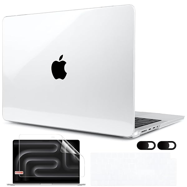 MEEgoodo MEEgoodo MacBook Pro 16 inch Case 2024 2023 2021 Hard Shell with Keyboard Webcam Cover for M3 M2 M1 Pro Max Touch ID Crystal Clear - View 3 of 11