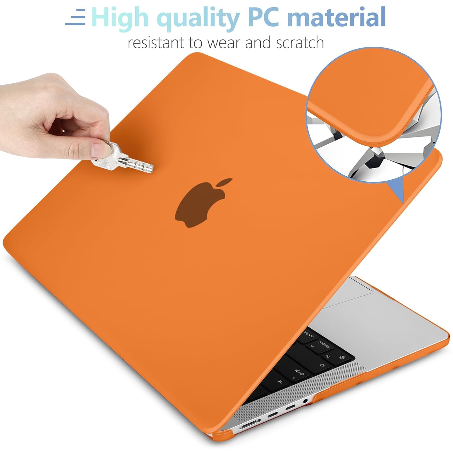 MEEgoodo MEEgoodo MacBook Pro 16 inch Case 2024 2023 2021 Hard Shell with Keyboard and Webcam Cover Matte Orange Fit Model A3403 A3186 A2991 A2780 A2485 - View 4 of 9