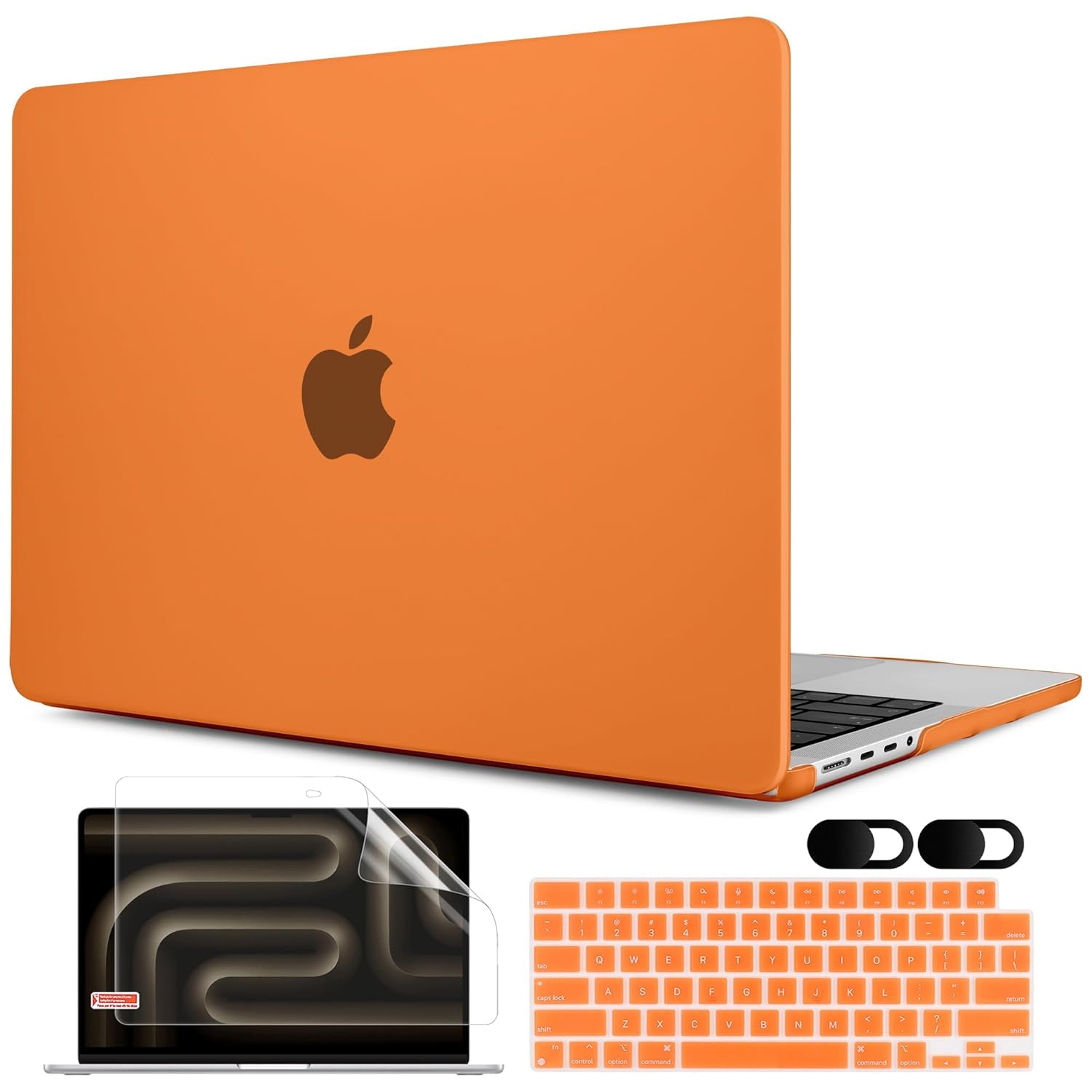 MEEgoodo MEEgoodo MacBook Pro 16 inch Case 2024 2023 2021 Hard Shell with Keyboard and Webcam Cover Matte Orange Fit Model A3403 A3186 A2991 A2780 A2485