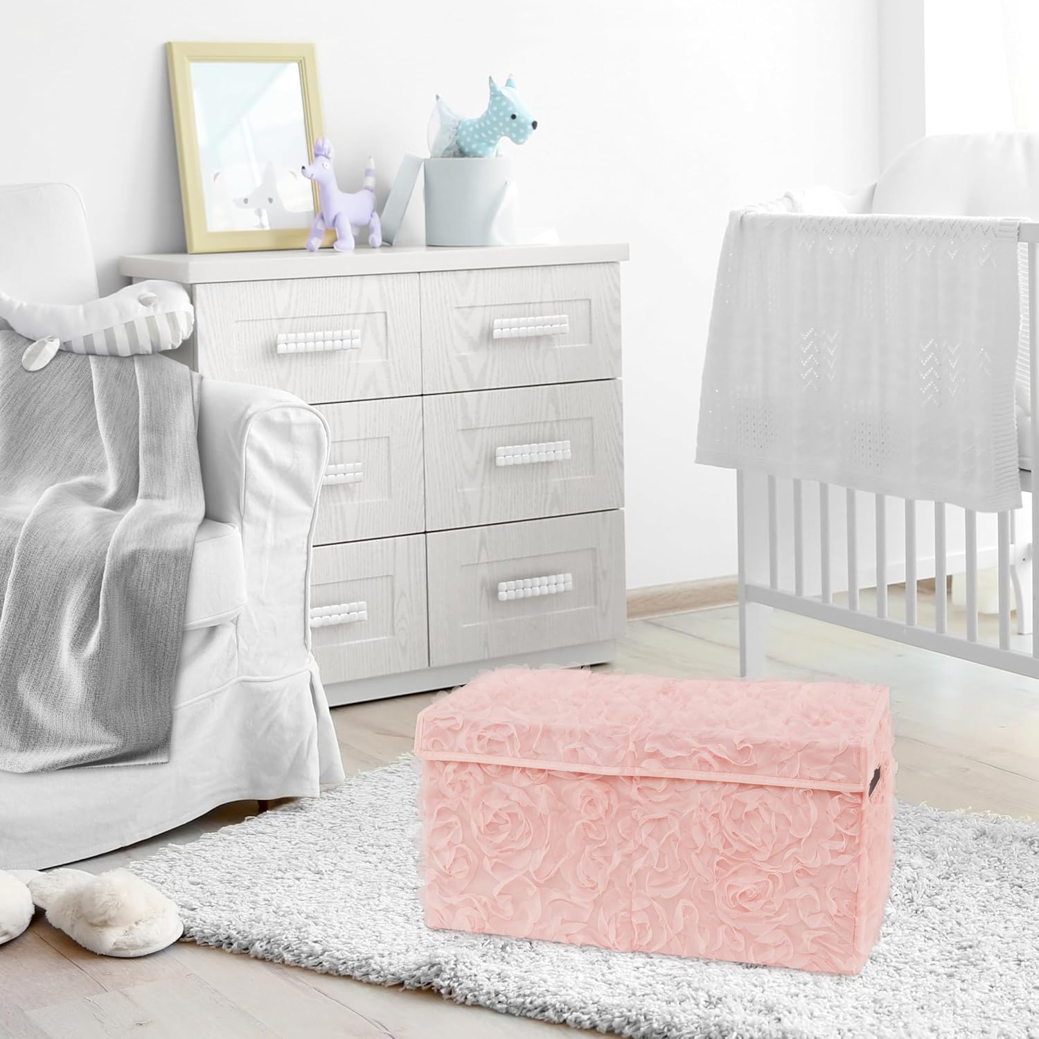 Sweet Jojo Designs Sweet Jojo Designs Pink Floral Rose Toy Bin Storage Box for Baby Nursery Kids Room Elegant Vintage Boho Chic Decor - View 2 of 6