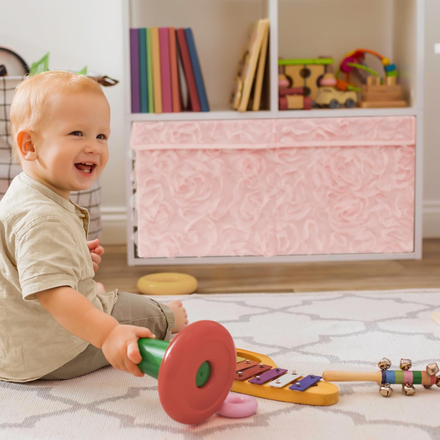 Sweet Jojo Designs Sweet Jojo Designs Pink Floral Rose Toy Bin Storage Box for Baby Nursery Kids Room Elegant Vintage Boho Chic Decor - View 3 of 6