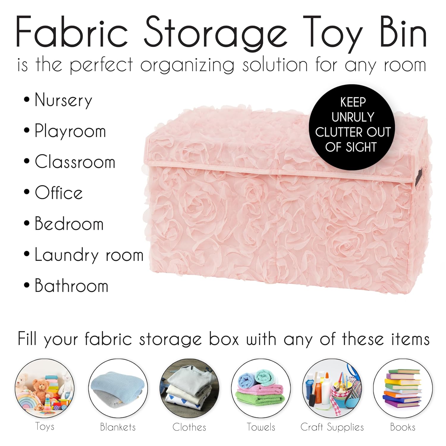 Sweet Jojo Designs Sweet Jojo Designs Pink Floral Rose Toy Bin Storage Box for Baby Nursery Kids Room Elegant Vintage Boho Chic Decor - View 5 of 6