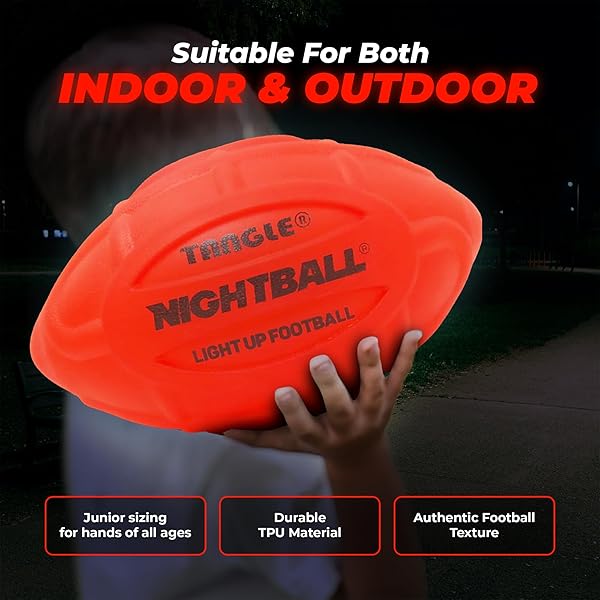 Nightball Nightball Tangle Glow in The Dark Inflatable LED Football Bright LED Light Up Football for Kids and Adults Ideal Gift for Teen Boys Red - View 5 of 11