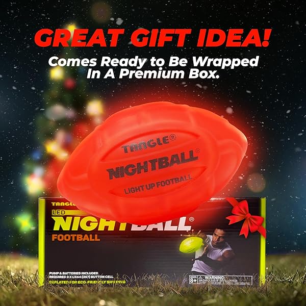 Nightball Nightball Tangle Glow in The Dark Inflatable LED Football Bright LED Light Up Football for Kids and Adults Ideal Gift for Teen Boys Red - View 6 of 11