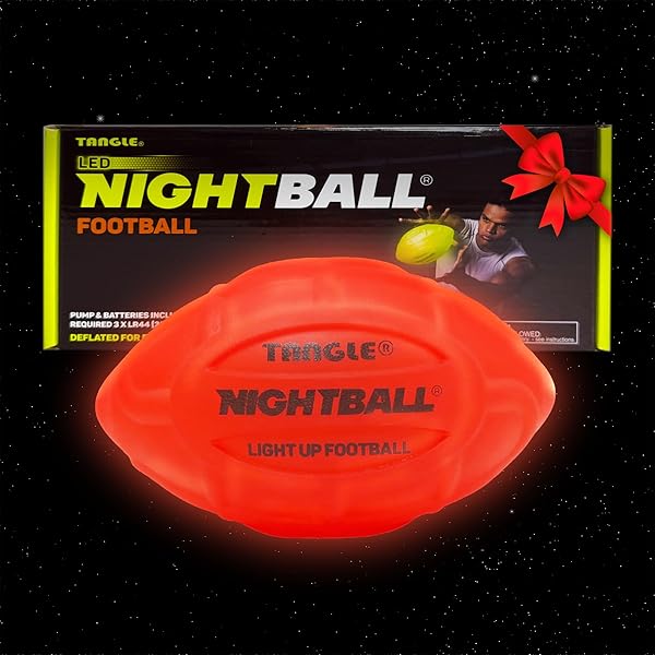 Nightball Nightball Tangle Glow in The Dark Inflatable LED Football Bright LED Light Up Football for Kids and Adults Ideal Gift for Teen Boys Red