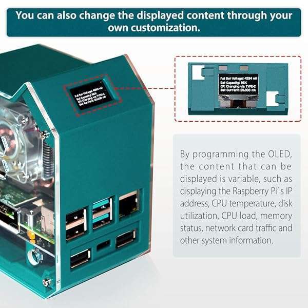 GeeekPi GeeekPi Raspberry Pi 4 Mini Tower Case with ICE Tower Cooler & UPS Plus Hat - OLED Display & GPIO Expansion Board - View 3 of 9