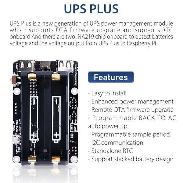 GeeekPi GeeekPi Raspberry Pi 4 Mini Tower Case with ICE Tower Cooler & UPS Plus Hat - OLED Display & GPIO Expansion Board - View 4 of 9
