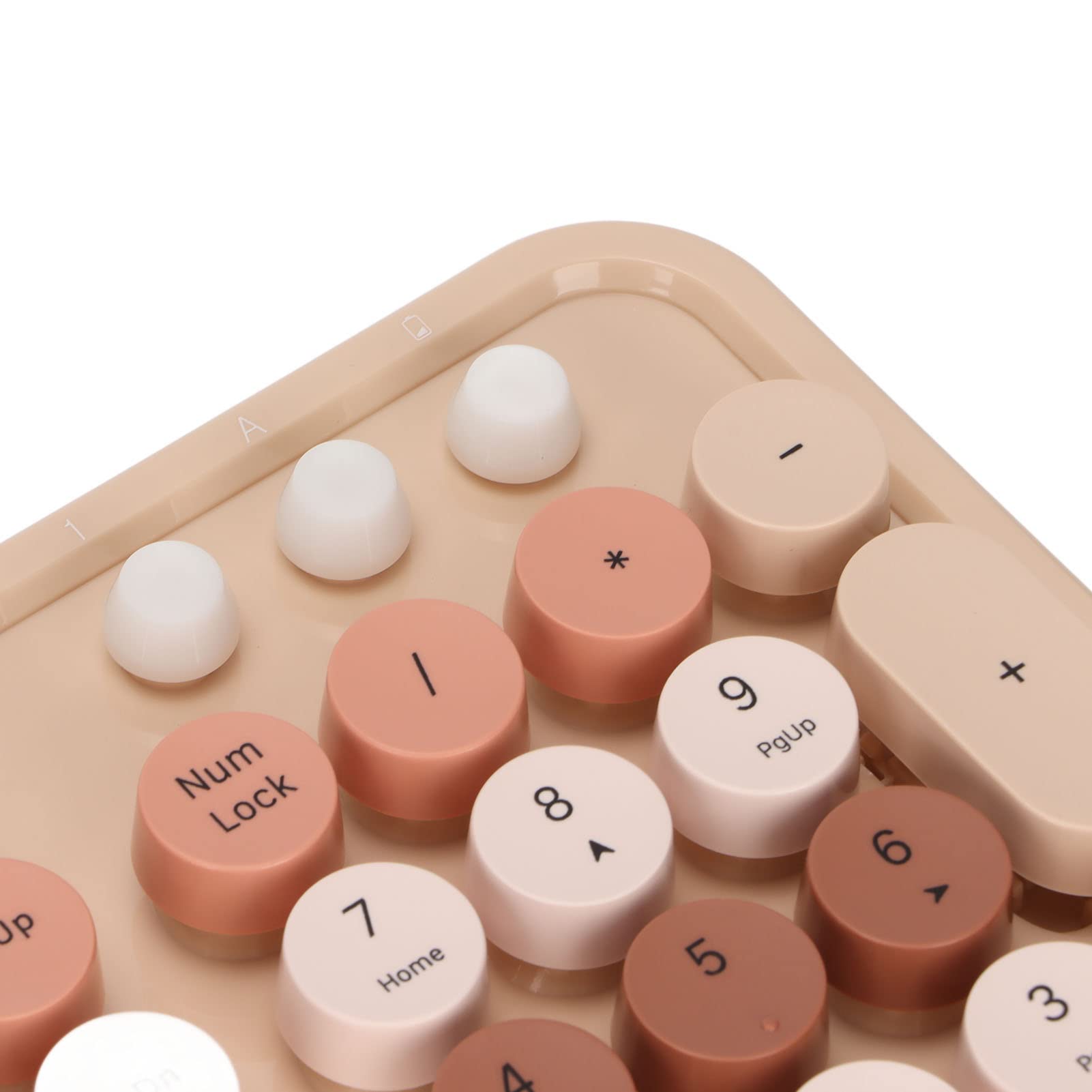 Cute Retro Round Key Keyboard Mouse Combo 104 Keys Ergonomic Design 2.4G USB Sweet Milk Tea Color Ideal for Girls - View 8 of 9