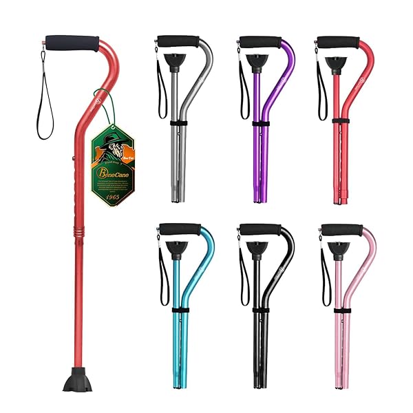 BeneCane BeneCane Adjustable Walking Cane for Men and Women Lightweight Portable Mobility Aid with Soft Cushioned Handle Red