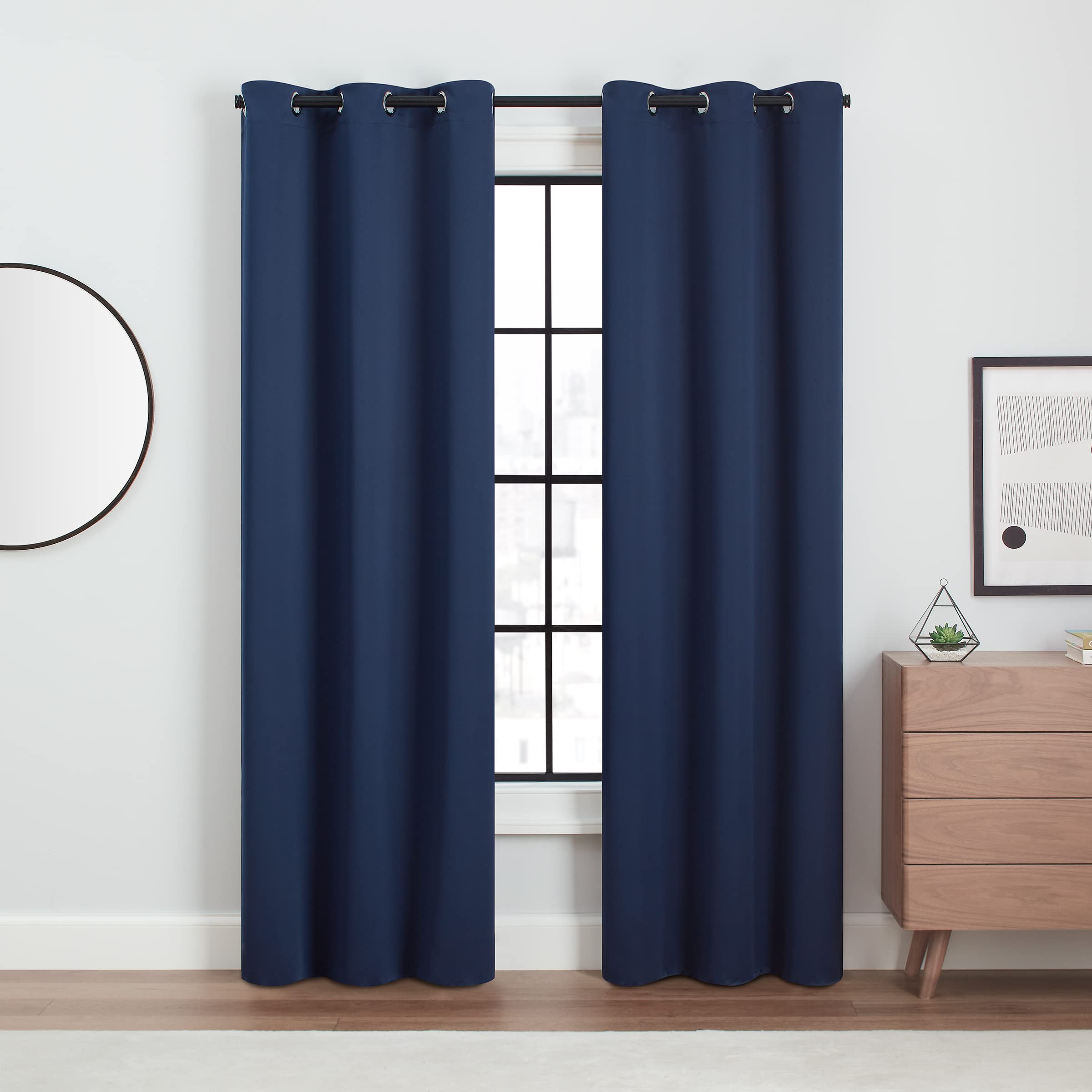 Eclipse ECLIPSE Andover Solid Tripleweave Thermal Blackout Grommet Curtains Navy 42x84 inches for Bedroom 2 Panels - View 2 of 7