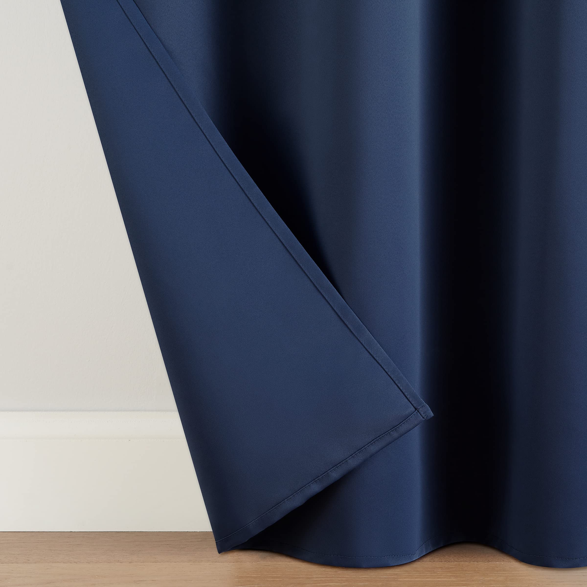 Eclipse ECLIPSE Andover Solid Tripleweave Thermal Blackout Grommet Curtains Navy 42x84 inches for Bedroom 2 Panels - View 5 of 7