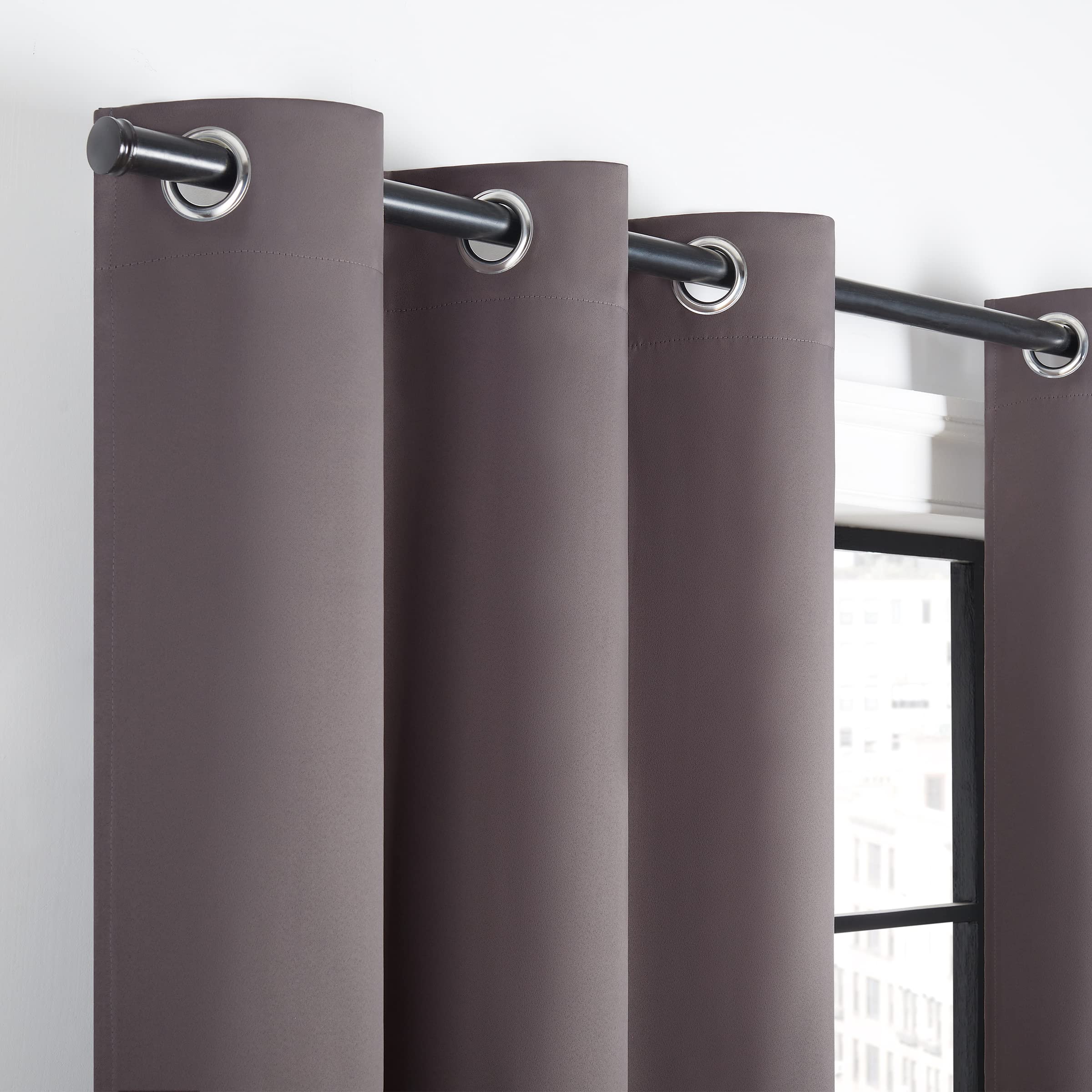Eclipse ECLIPSE Andover Solid Tripleweave Thermal Blackout Grommet Curtains 42x84 Grey 2 Panels Ideal for Bedroom Privacy and Light Control - View 3 of 7