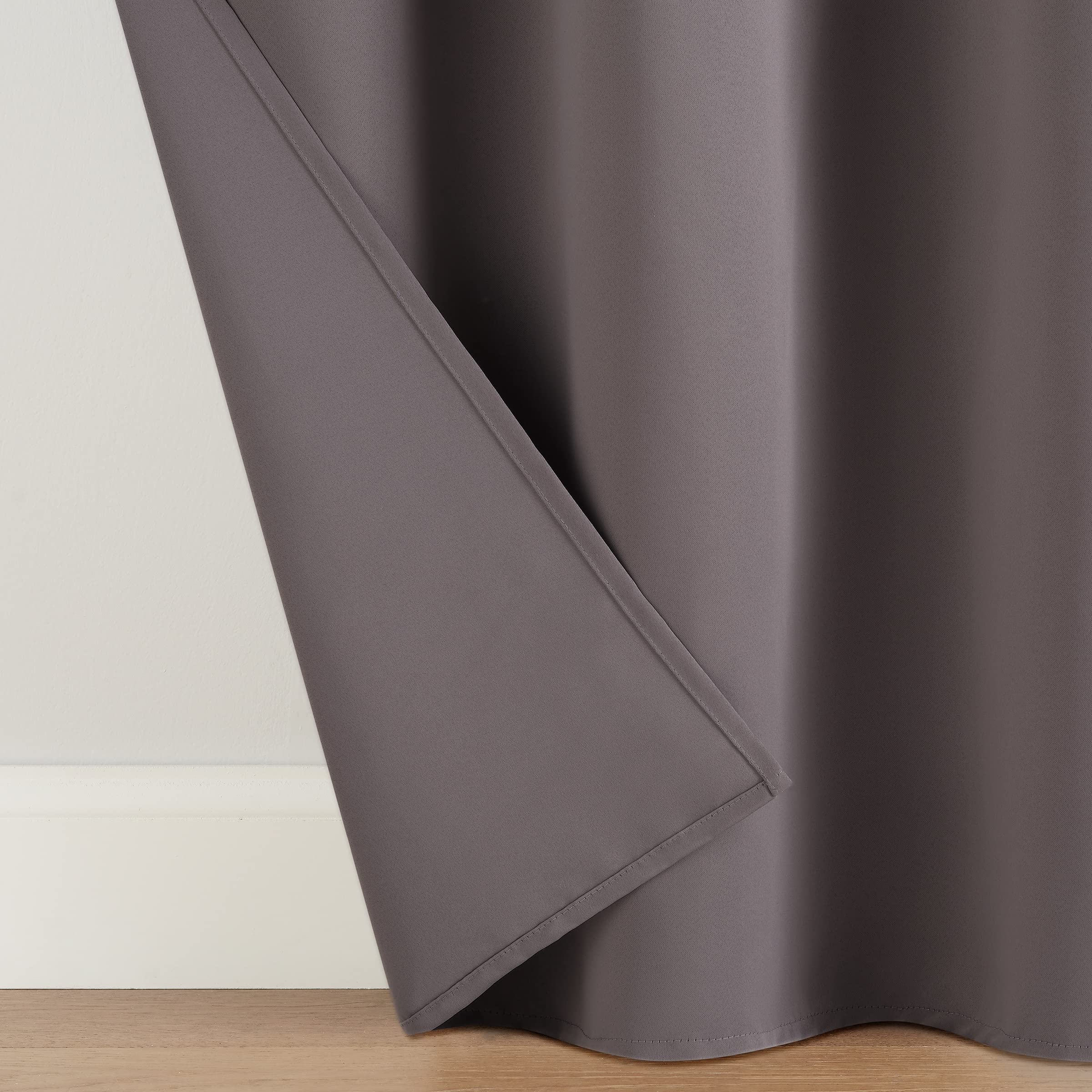 Eclipse ECLIPSE Andover Solid Tripleweave Thermal Blackout Grommet Curtains 42x84 Grey 2 Panels Ideal for Bedroom Privacy and Light Control - View 5 of 7
