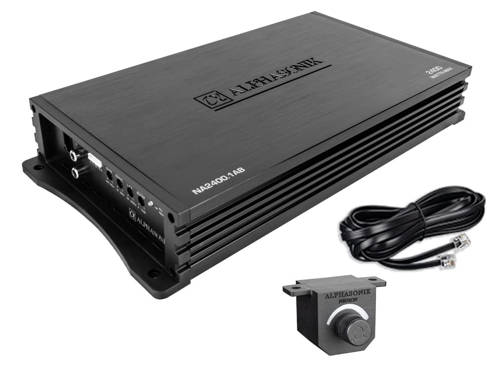 Alphasonik NA2400.1AB Neuron Series 2400 Watts Monoblock Car Amplifier with 4-Way Protection and Remote Bass Knob