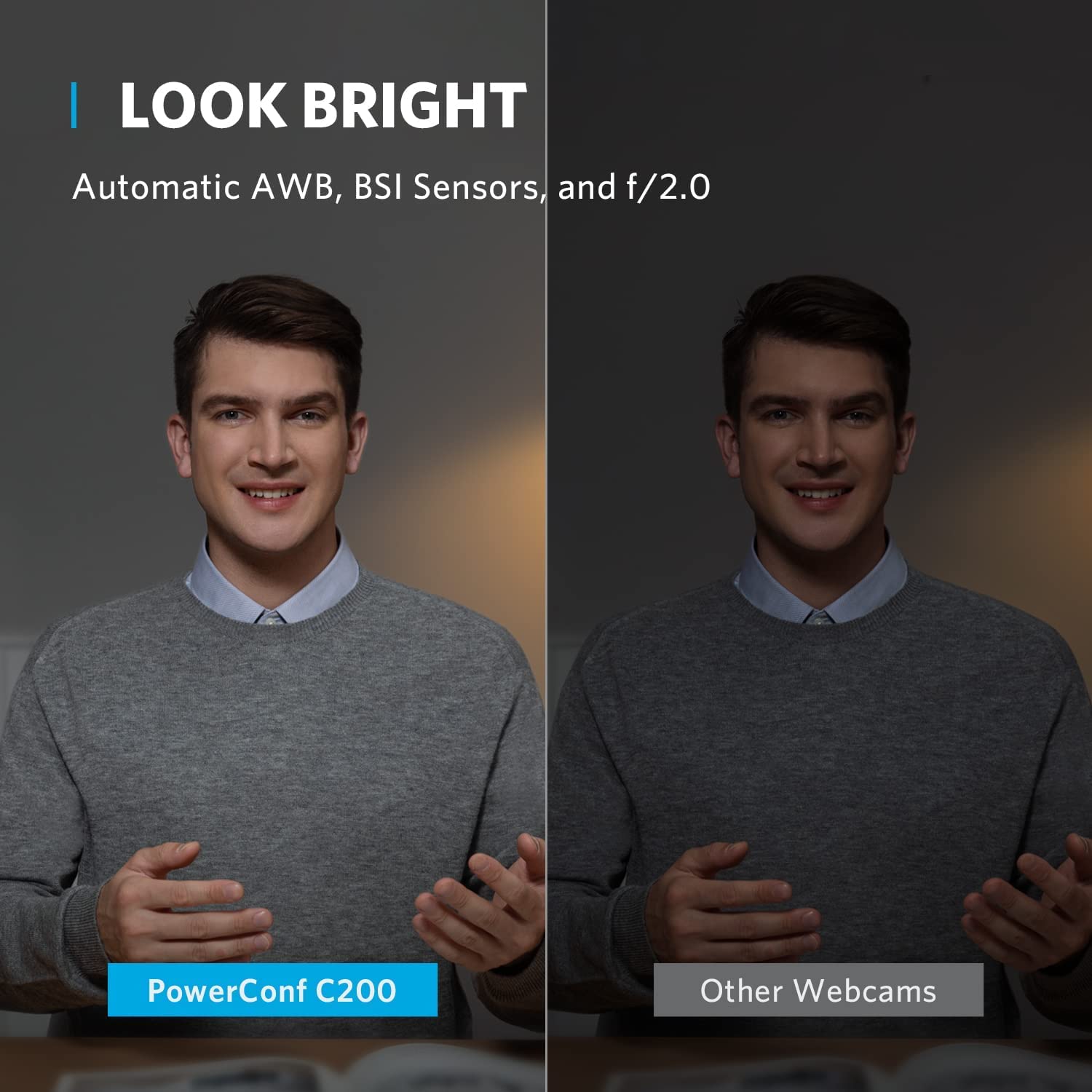 Anker Anker PowerConf C200 2K Webcam for PC and Laptop with AI Noise Canceling Microphones and Adjustable Field of View - View 5 of 7