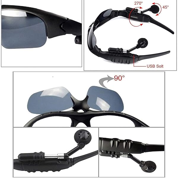 Grofulor Grofulor Wireless Bluetooth MP3 Sunglasses: Polarized Music Glasses for iPhone & Samsung - Stereo Headphones Included - View 4 of 8