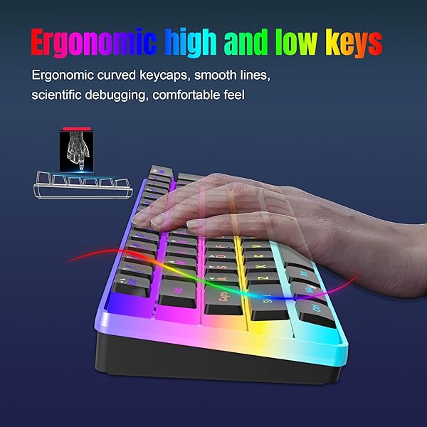Snpurdiri Snpurdiri 60% Wired Gaming Keyboard: RGB Mini Keyboard with Pudding Keycaps & Waterproof Design for Office & Gaming - View 5 of 8