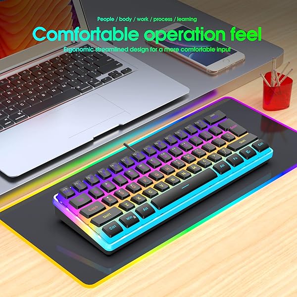 Snpurdiri Snpurdiri 60% Wired Gaming Keyboard: RGB Mini Keyboard with Pudding Keycaps & Waterproof Design for Office & Gaming - View 8 of 8
