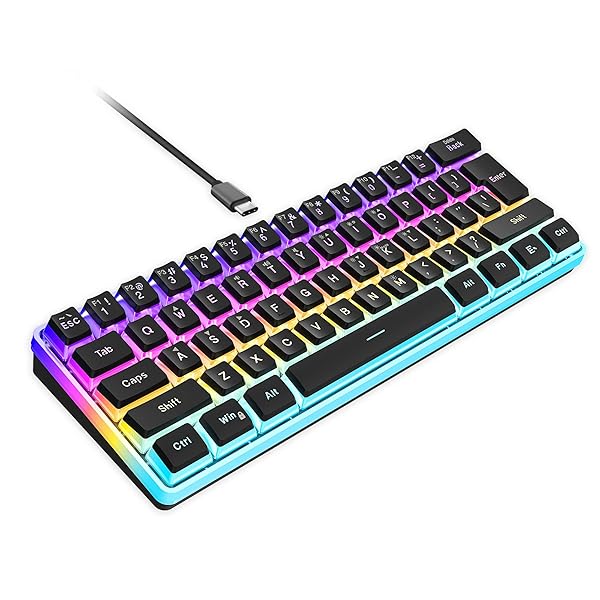 Snpurdiri Snpurdiri 60% Wired Gaming Keyboard: RGB Mini Keyboard with Pudding Keycaps & Waterproof Design for Office & Gaming - View 2 of 8