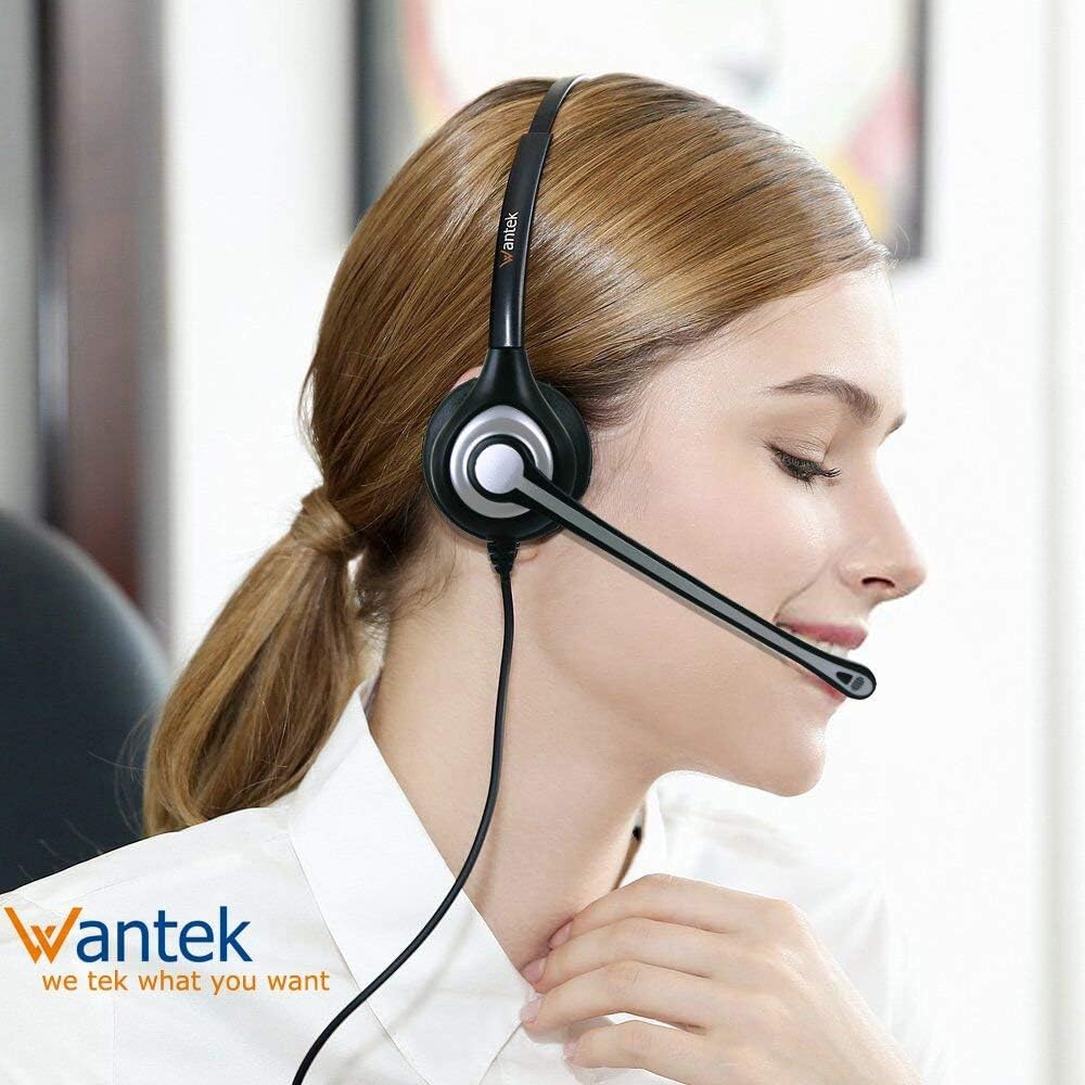 Wantek Wantek Wired Cell Phone Headset with Microphone Noise Cancelling for PC and Zoom Clear Chat Volume Control for Office and Call Center - View 3 of 6