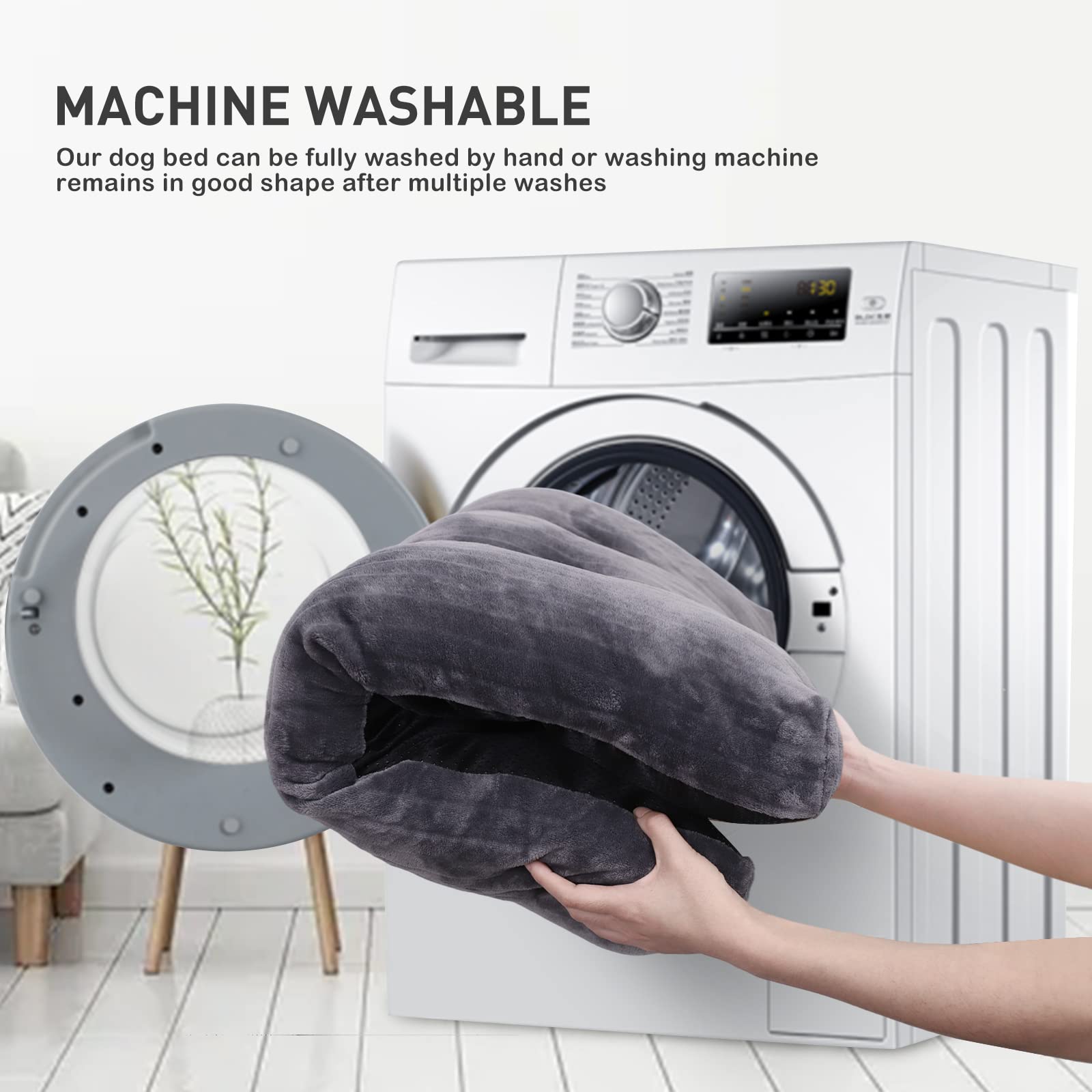 KSIIA Washable Dog Crate Bed for Medium Dogs Deluxe Flannel Comfy Anti-Slip Sleeping Mat 29 x 21 Inch Gray - View 5 of 6