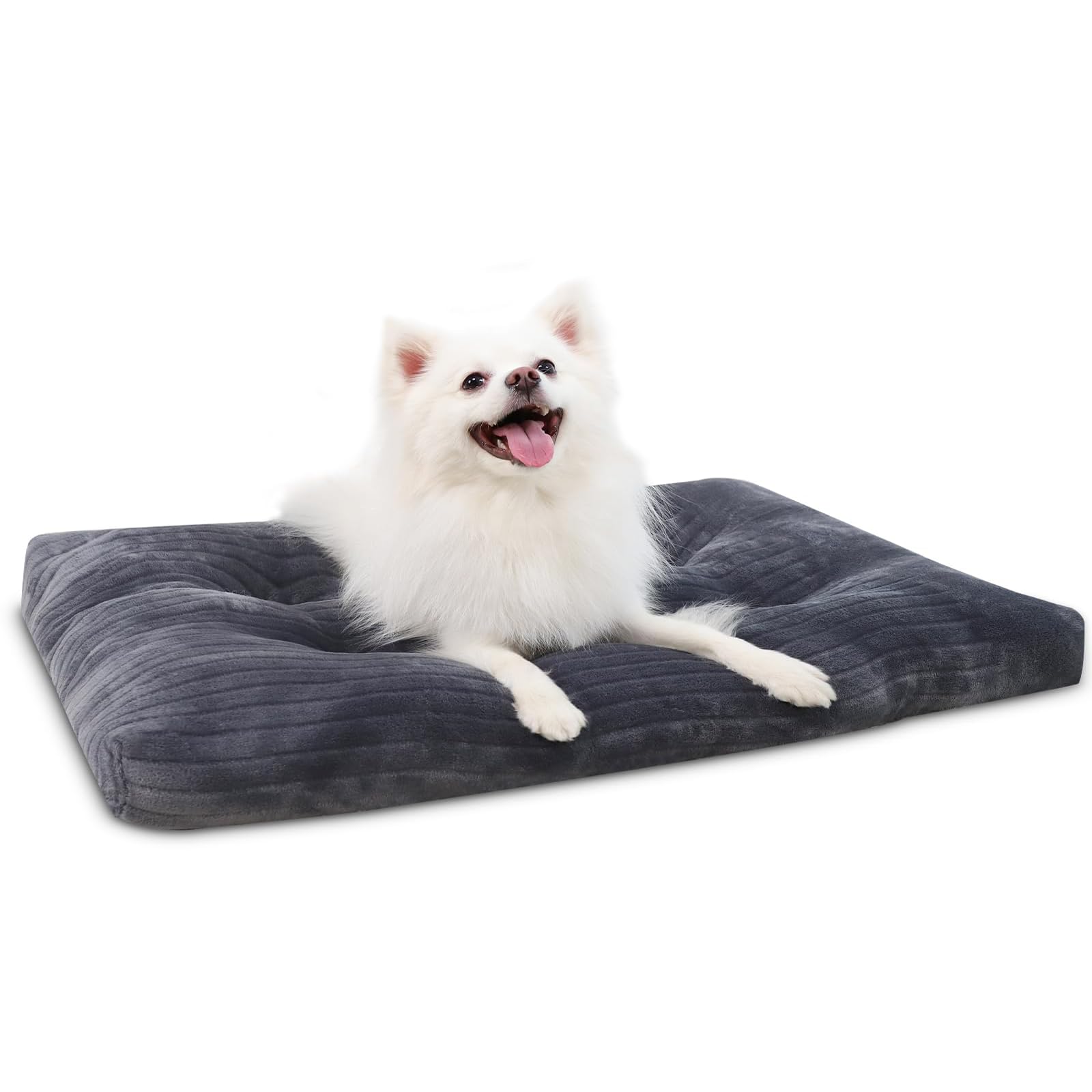 KSIIA Washable Dog Crate Bed for Medium Dogs Deluxe Flannel Comfy Anti-Slip Sleeping Mat 29 x 21 Inch Gray