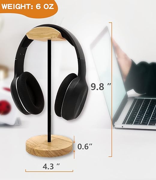 Bliocefo Bliocefo Headphone Stand Natural Wood and Aluminum Gaming Holder Desktop Earphone Hanger Functional Craftsmanship for All Headsets - View 6 of 9