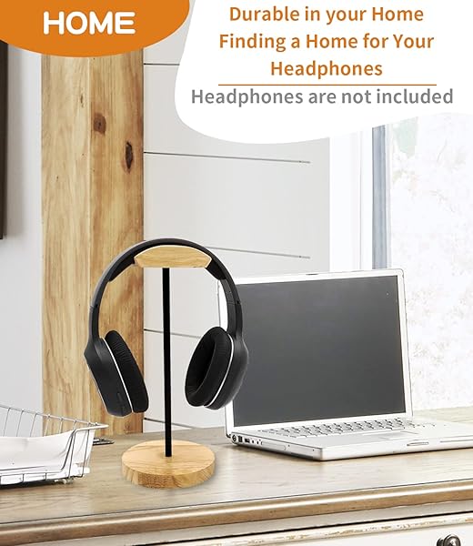 Bliocefo Bliocefo Headphone Stand Natural Wood and Aluminum Gaming Holder Desktop Earphone Hanger Functional Craftsmanship for All Headsets - View 9 of 9