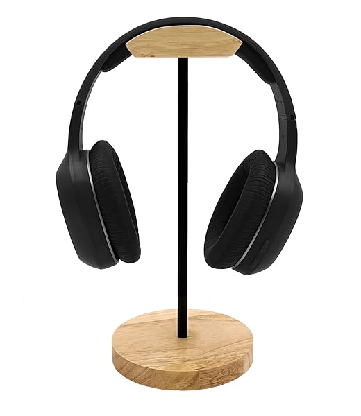 Bliocefo Bliocefo Headphone Stand Natural Wood and Aluminum Gaming Holder Desktop Earphone Hanger Functional Craftsmanship for All Headsets - View 3 of 9