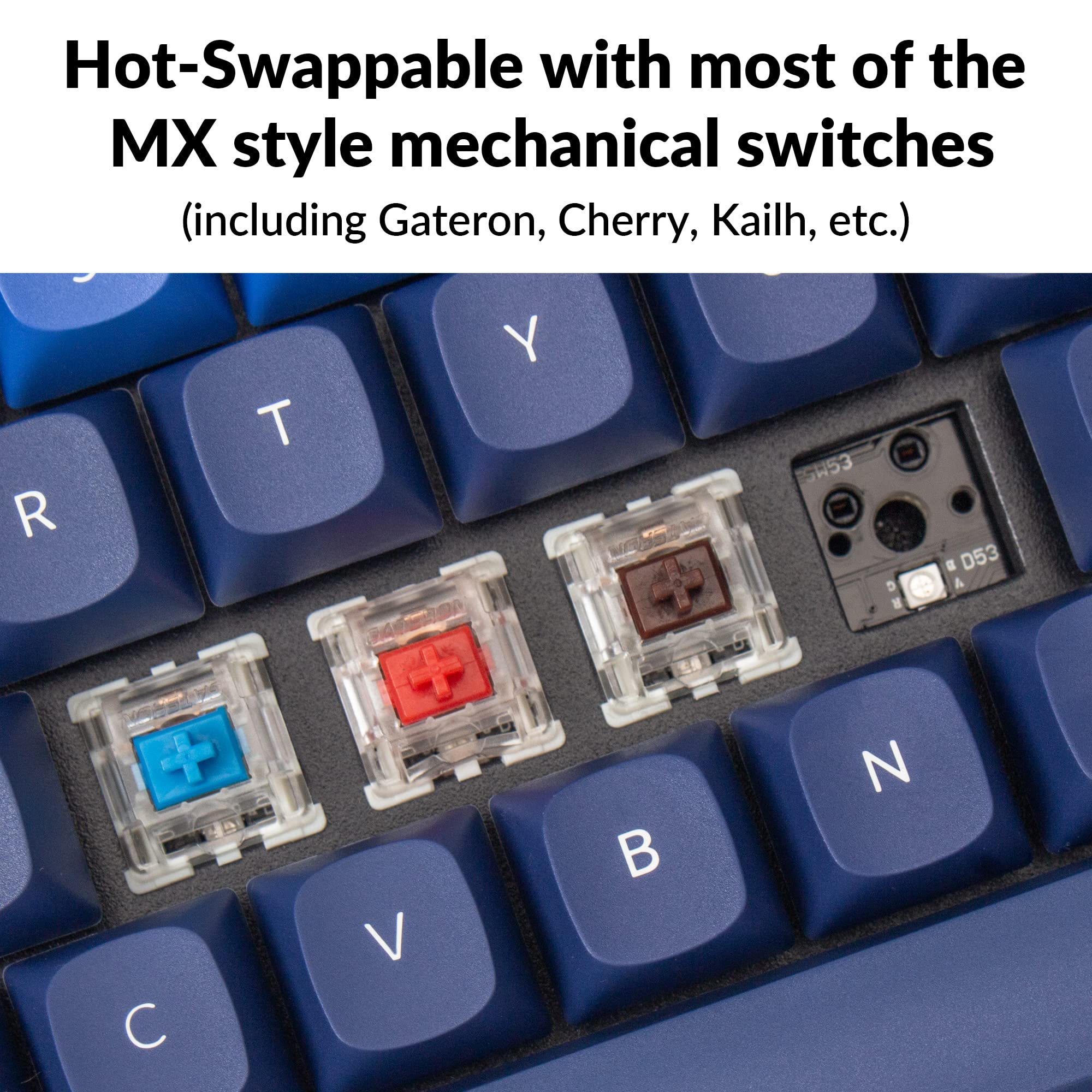 Keychron Keychron Q7 70% Hot-Swappable RGB Mechanical Keyboard for Mac Windows Linux QMK VIA Gateron G Pro Brown Switch Full Aluminum Blue - View 2 of 8