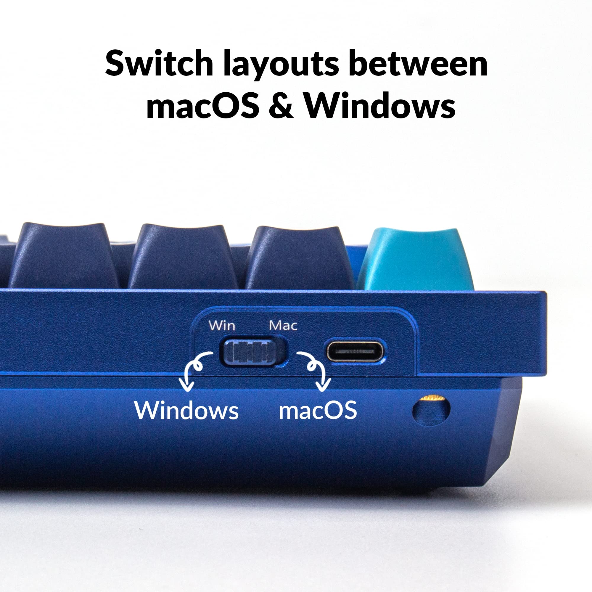 Keychron Keychron Q7 70% Hot-Swappable RGB Mechanical Keyboard for Mac Windows Linux QMK VIA Gateron G Pro Brown Switch Full Aluminum Blue - View 7 of 8