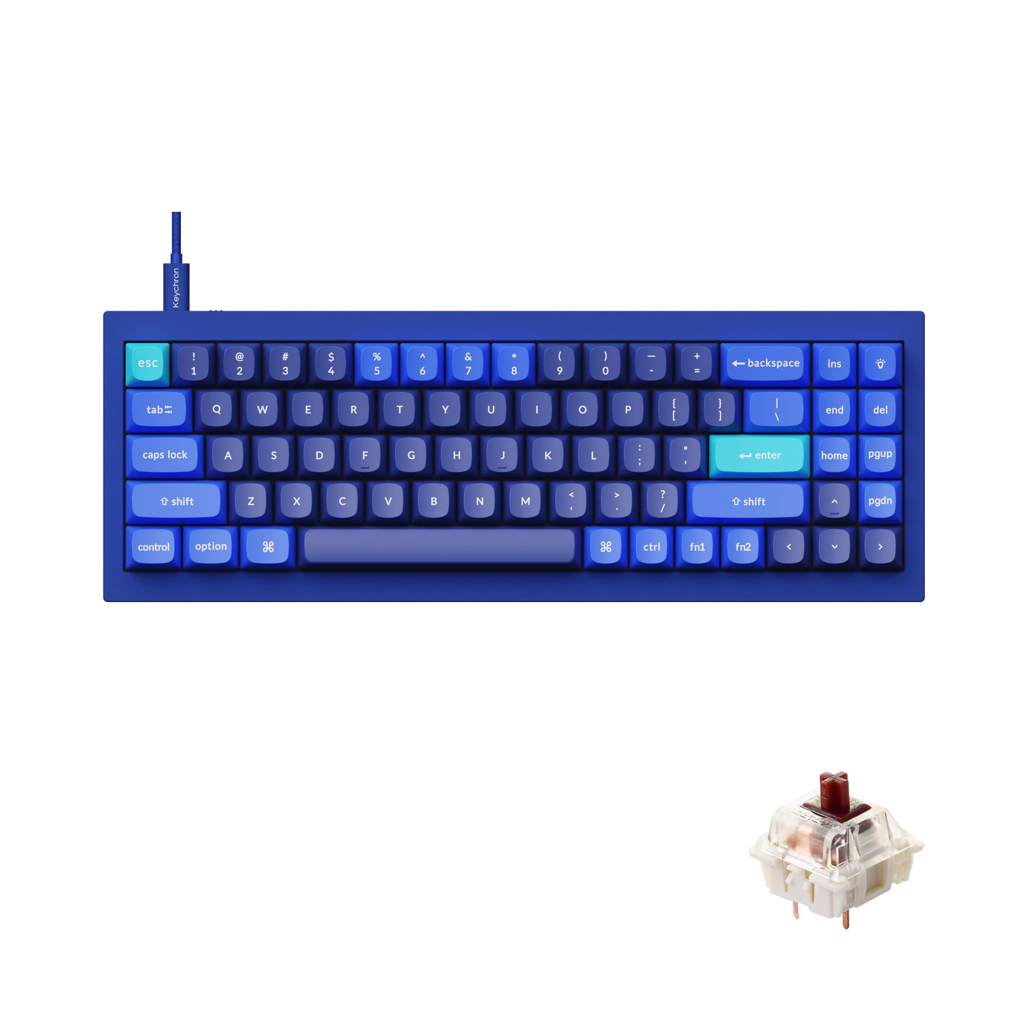 Keychron Keychron Q7 70% Hot-Swappable RGB Mechanical Keyboard for Mac Windows Linux QMK VIA Gateron G Pro Brown Switch Full Aluminum Blue