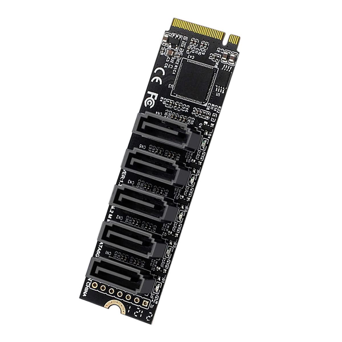 NFHK NFHK NGFF NVME M-Key PCI Express to SATA 3.0 6Gbps 5 Ports Adapter Converter Hard Drive Extension Card JMB585 2280 for Fast Data Transfer - View 8 of 9
