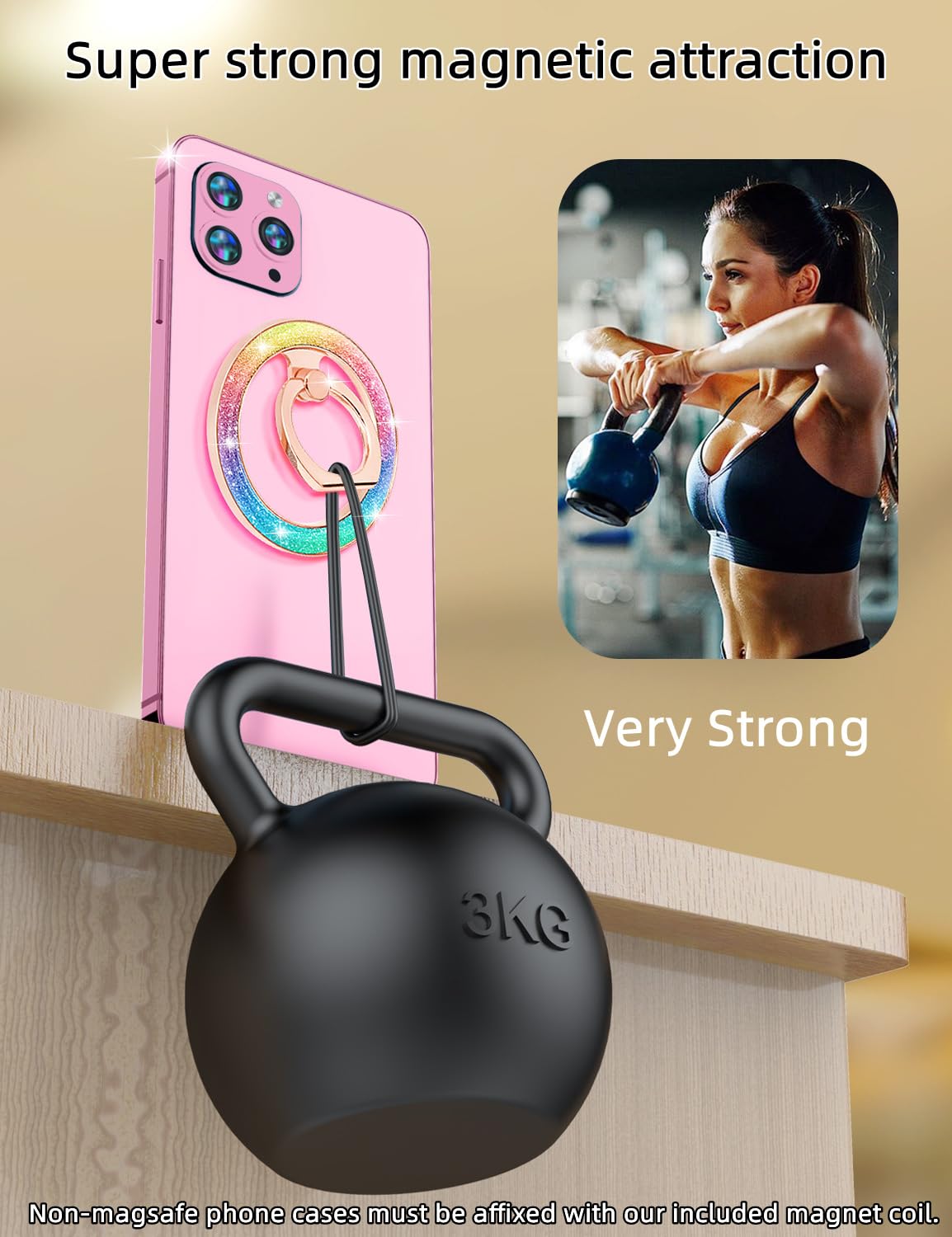 Mindsky Magnetic Phone Ring Holder,Fashoin Color Magnetic Phone Grip for iPhone 17 16 15 14 13 12series Android (One Ring) - View 4 of 9