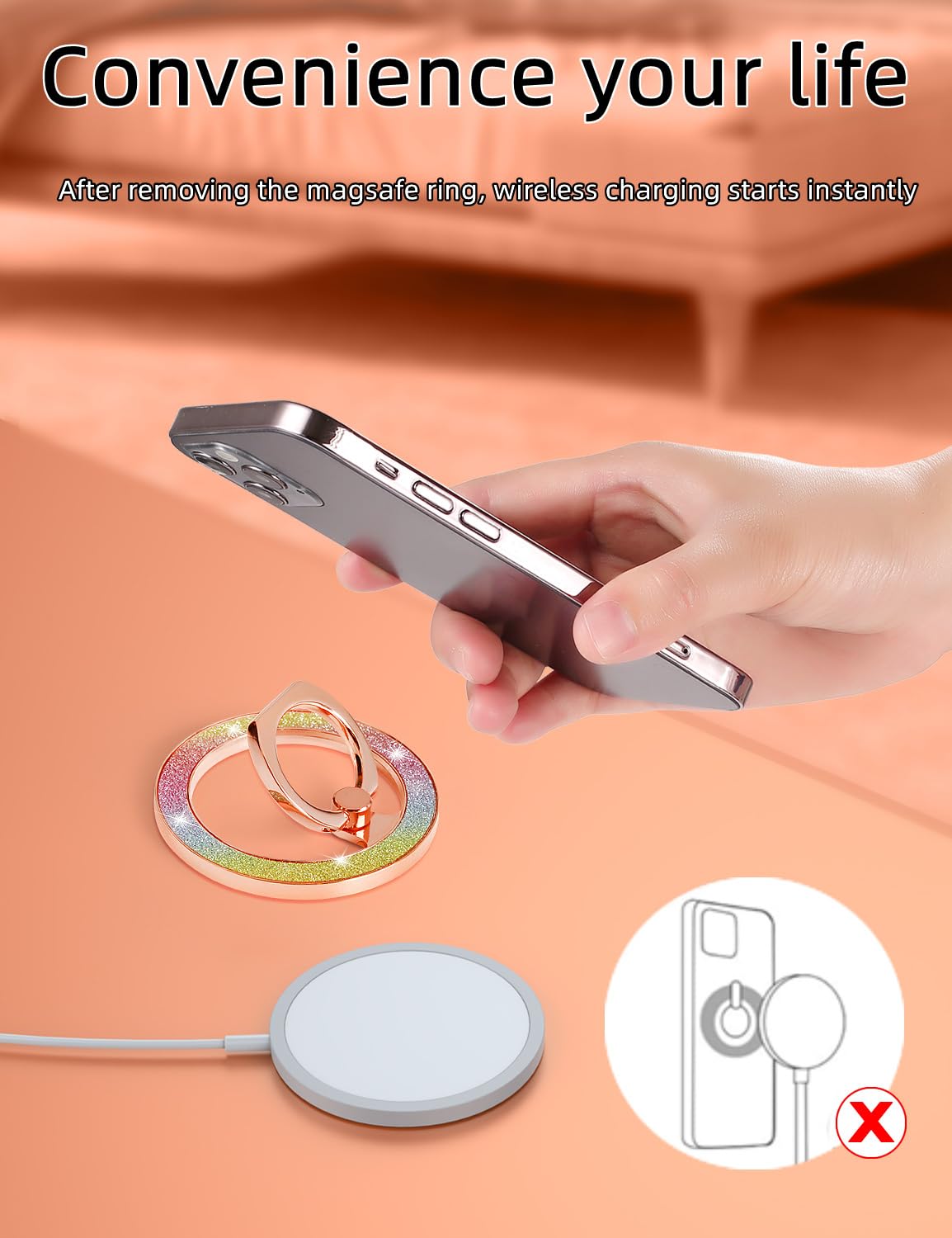 Mindsky Magnetic Phone Ring Holder,Fashoin Color Magnetic Phone Grip for iPhone 17 16 15 14 13 12series Android (One Ring) - View 8 of 9