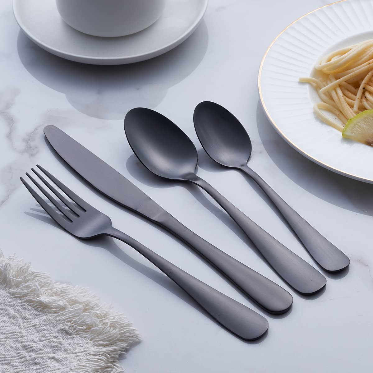 GoGeiLi GoGeiLi 24-Piece Matte Black Stainless Steel Silverware Set for 6 Dishwasher Safe Flatware Cutlery - View 2 of 8